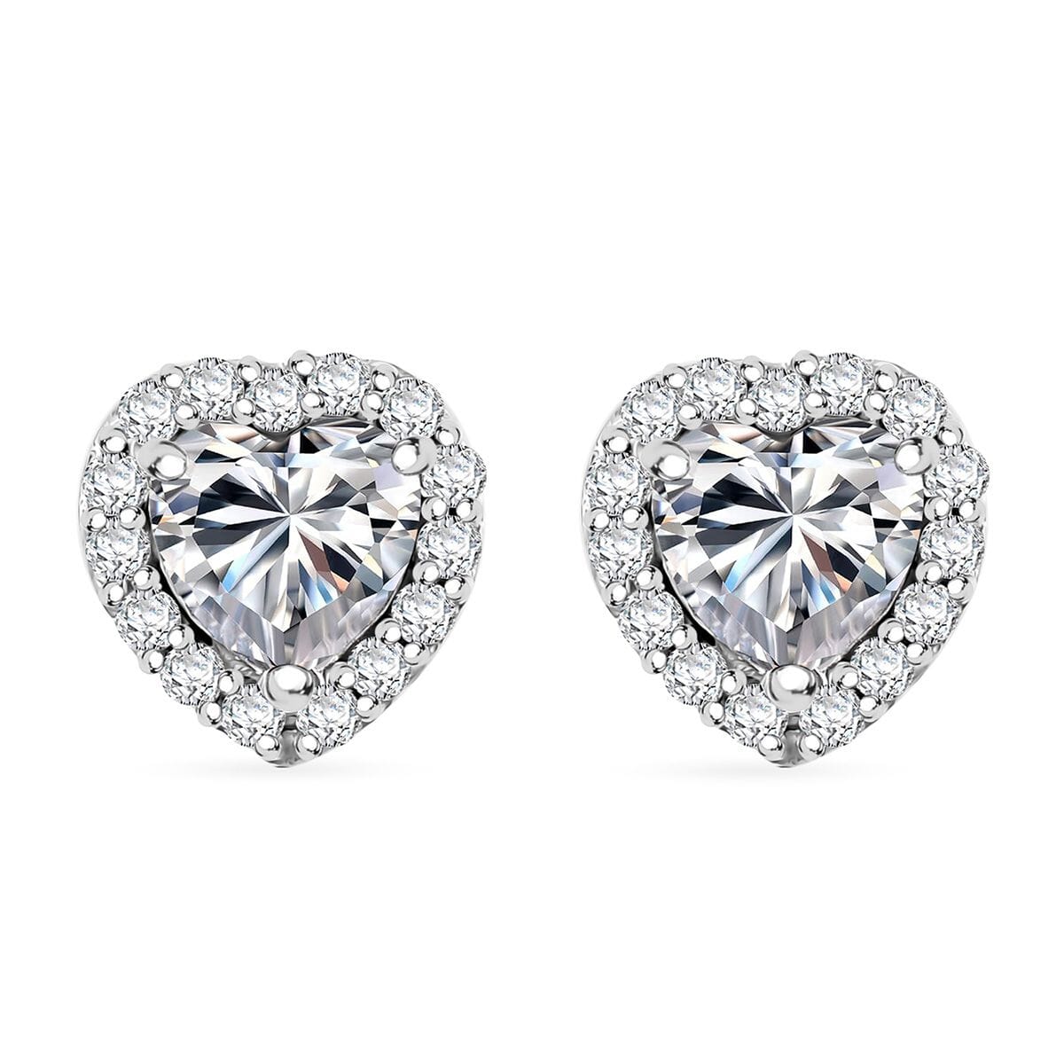 J Francis Embellished with Zirconia by Swarovski 4.00 ctw Heart Earrings, Ring (Size 7.0) and Pendant in Rhodium Over Sterling Silver with Stainless Steel Necklace 20 Inches image number 7