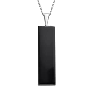 Black Onyx 45.30 ctw Pendant Necklace in Stainless Steel 20 Inches