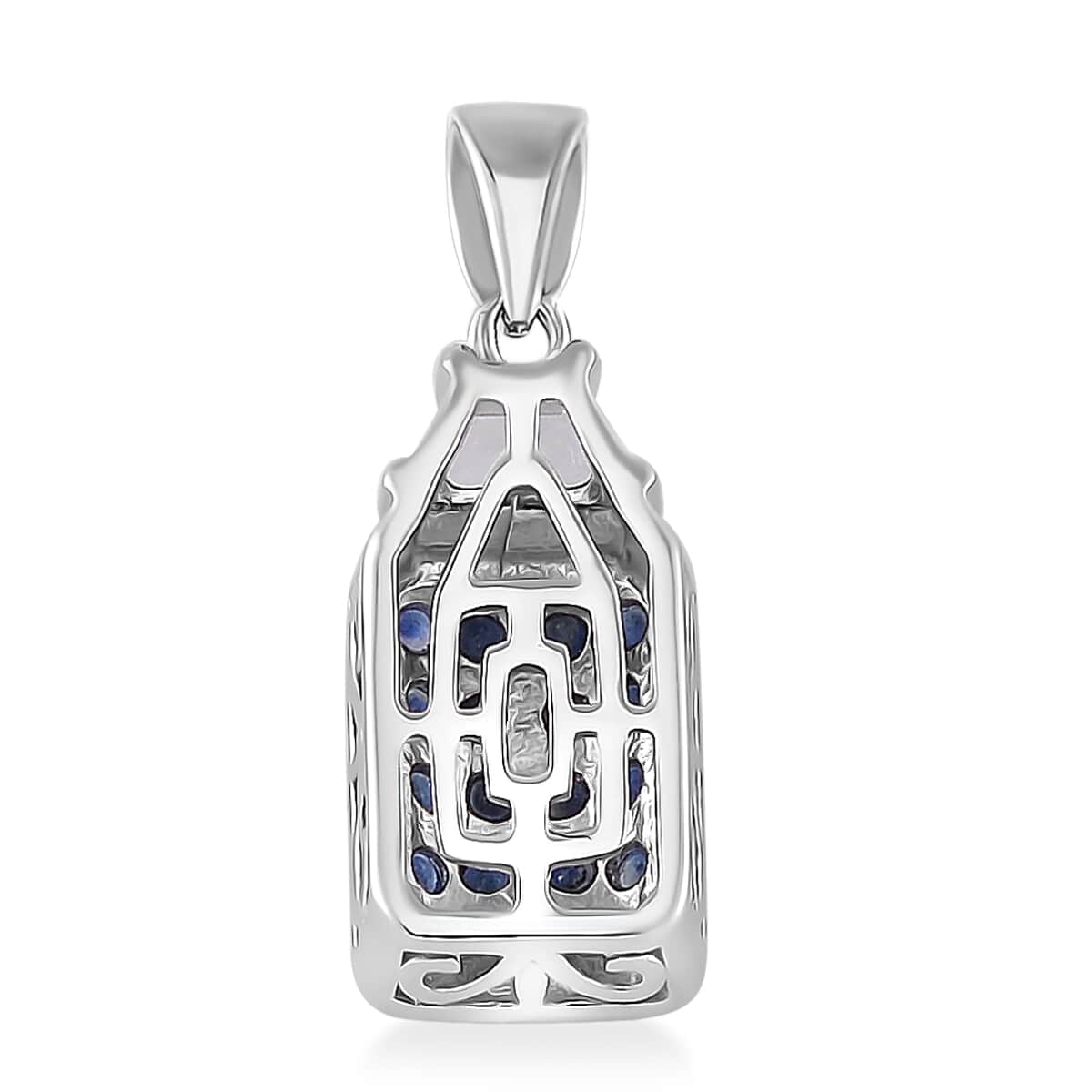 Doorbuster Kanchanaburi Blue Sapphire and White Topaz 1.90 ctw Cocktail Pendant and Ring (Size 8.0) in Rhodium Over Sterling Silver image number 7