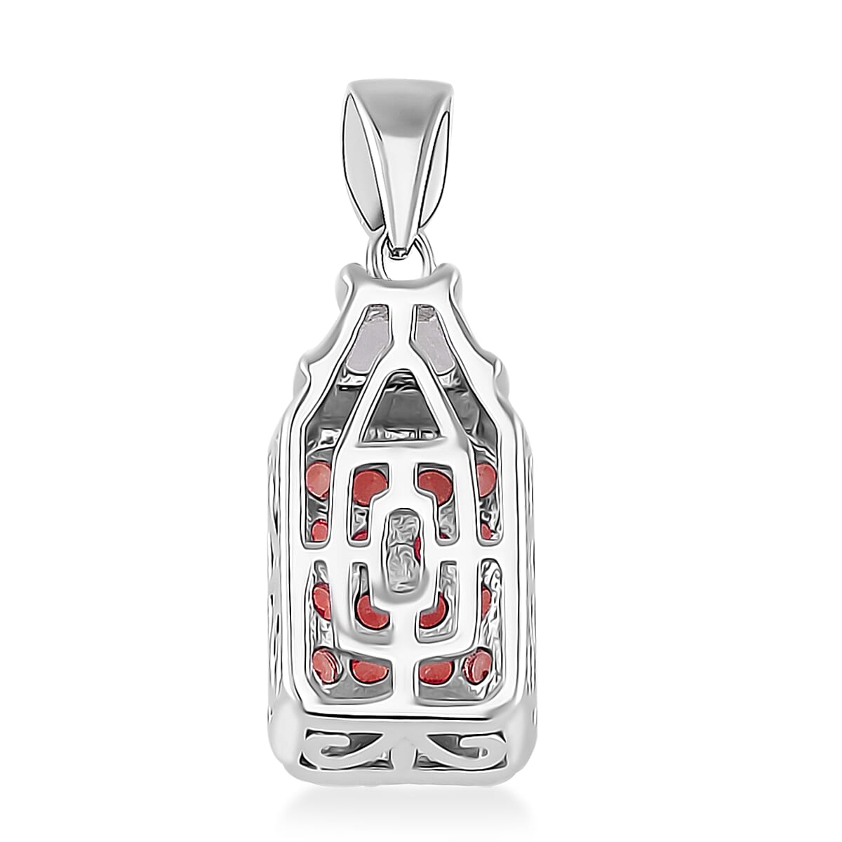 Madagascar Orange Sapphire and White Topaz 1.85 ctw Cocktail Pendant without Chain and Ring (Size 6.0) in Rhodium Over Sterling Silver
