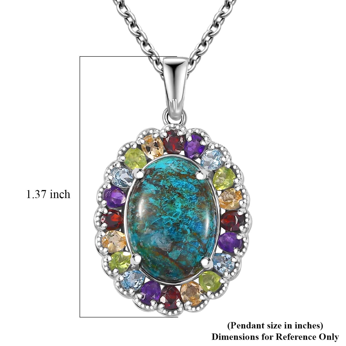 Table Mountain Shadowkite and Multi Gemstones 16.40 ctw Daisy Flower Pendant in Platinum Over Sterling Silver with Stainless Steel Necklace 20 Inches image number 5