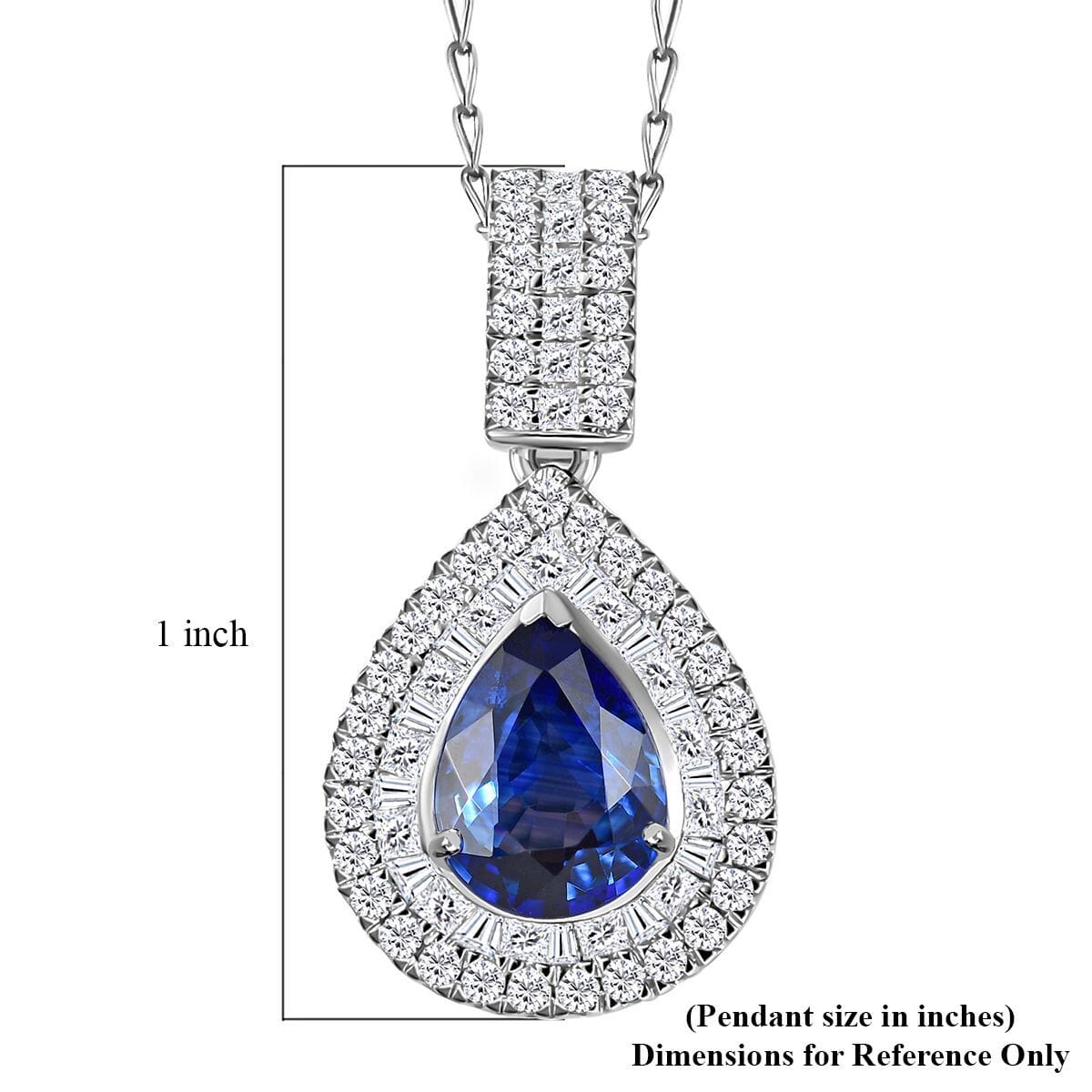 Certified & Appraised Rhapsody AAAA Ceylon Blue Sapphire and E-F VS Diamond 3.00 ctw Pendant Necklace in 950 Platinum 4.30 Grams 18 Inches image number 5