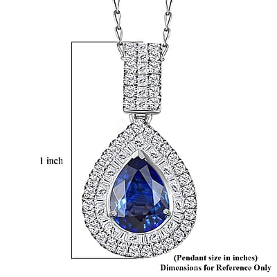 Certified & Appraised Rhapsody AAAA Ceylon Blue Sapphire and E-F VS Diamond 3.00 ctw Pendant Necklace in 950 Platinum 4.30 Grams 18 Inches