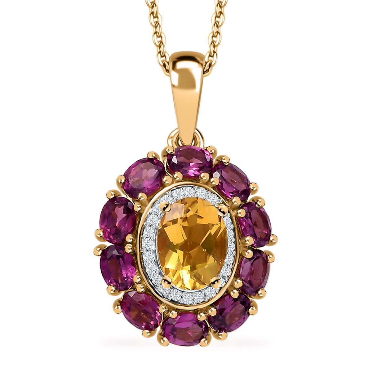 AAA Brazilian Heliodor and Multi Gemstone 3.40 ctw Blossom Radiance Pendant Necklace in 18K Vermeil Yellow Gold Over Sterling Silver 20 Inches image number 0