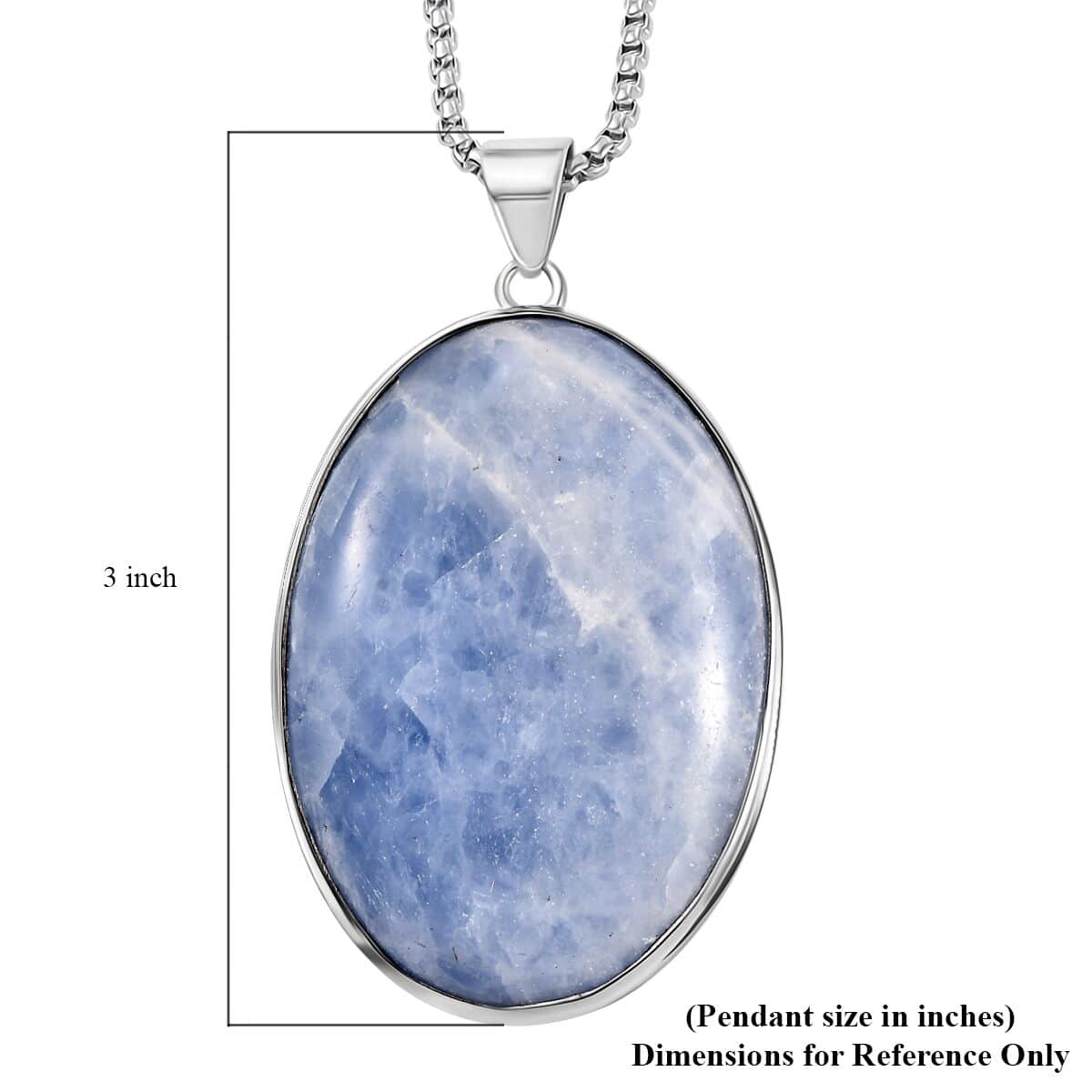 Karis Blue Chalcedony Enhanced 480.00 ctw Solitaire Pendant in Platinum Bond with Stainless Steel Necklace 20 Inches image number 5