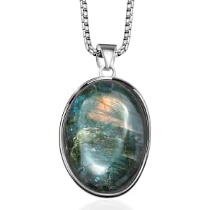 Karis Malagasy Labradorite 254.00 ctw Pendant in Platinum Bond with Stainless Steel Chain 20 Inches 