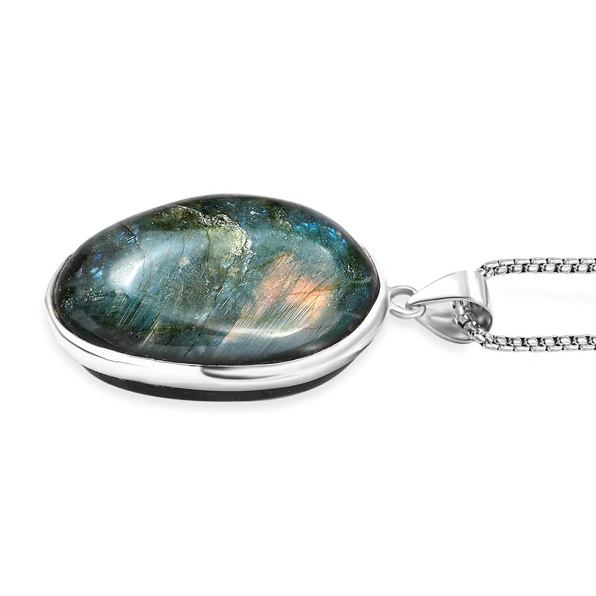 Karis Malagasy Labradorite 254.00 ctw Pendant in Platinum Bond with Stainless Steel Chain 20 Inches  image number 3