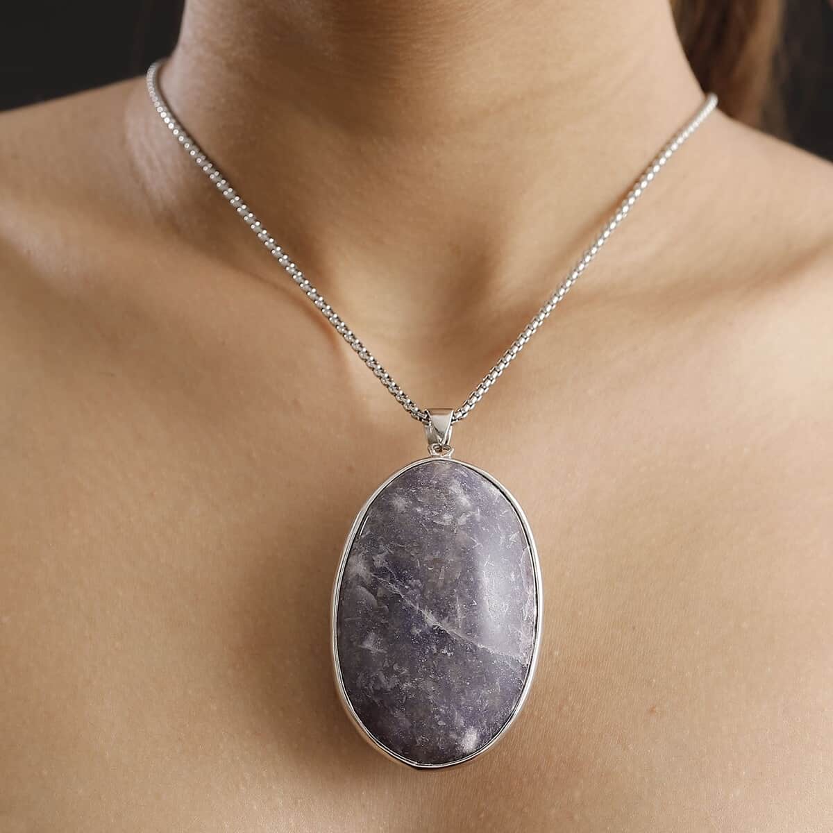 Karis Lepidolite 352.50 ctw Pendant in Platinum Bond with Stainless Steel Necklace 20 Inches image number 2