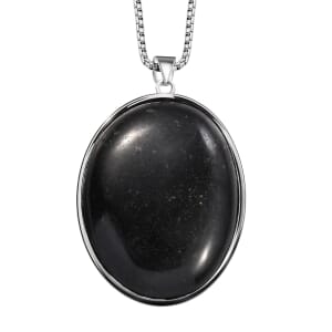Karis Australian Black Tourmaline 350.25 ctw Pendant in Platinum Bond with Stainless Steel Necklace 20 Inches 