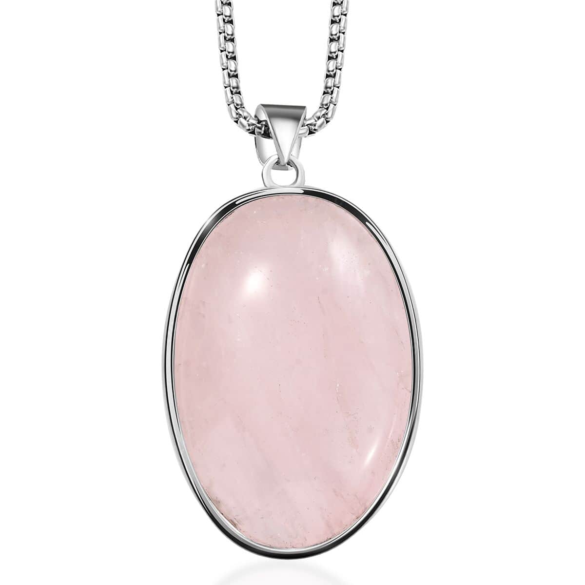 Karis Galilea Rose Quartz 350.00 ctw Solitaire Pendant in Platinum Bond with Stainless Steel Necklace 20 Inches image number 0