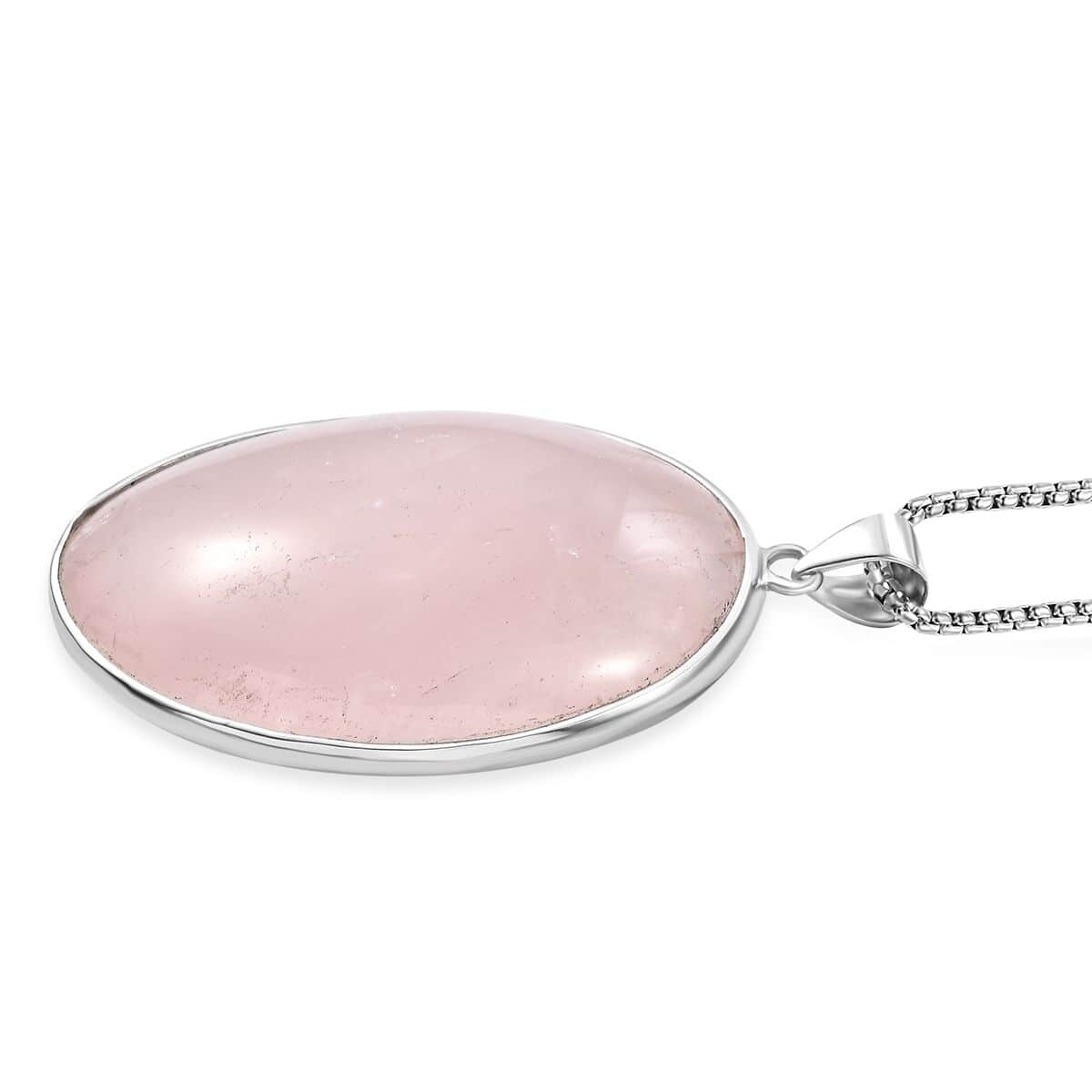 Karis Galilea Rose Quartz 350.00 ctw Solitaire Pendant in Platinum Bond with Stainless Steel Necklace 20 Inches image number 3