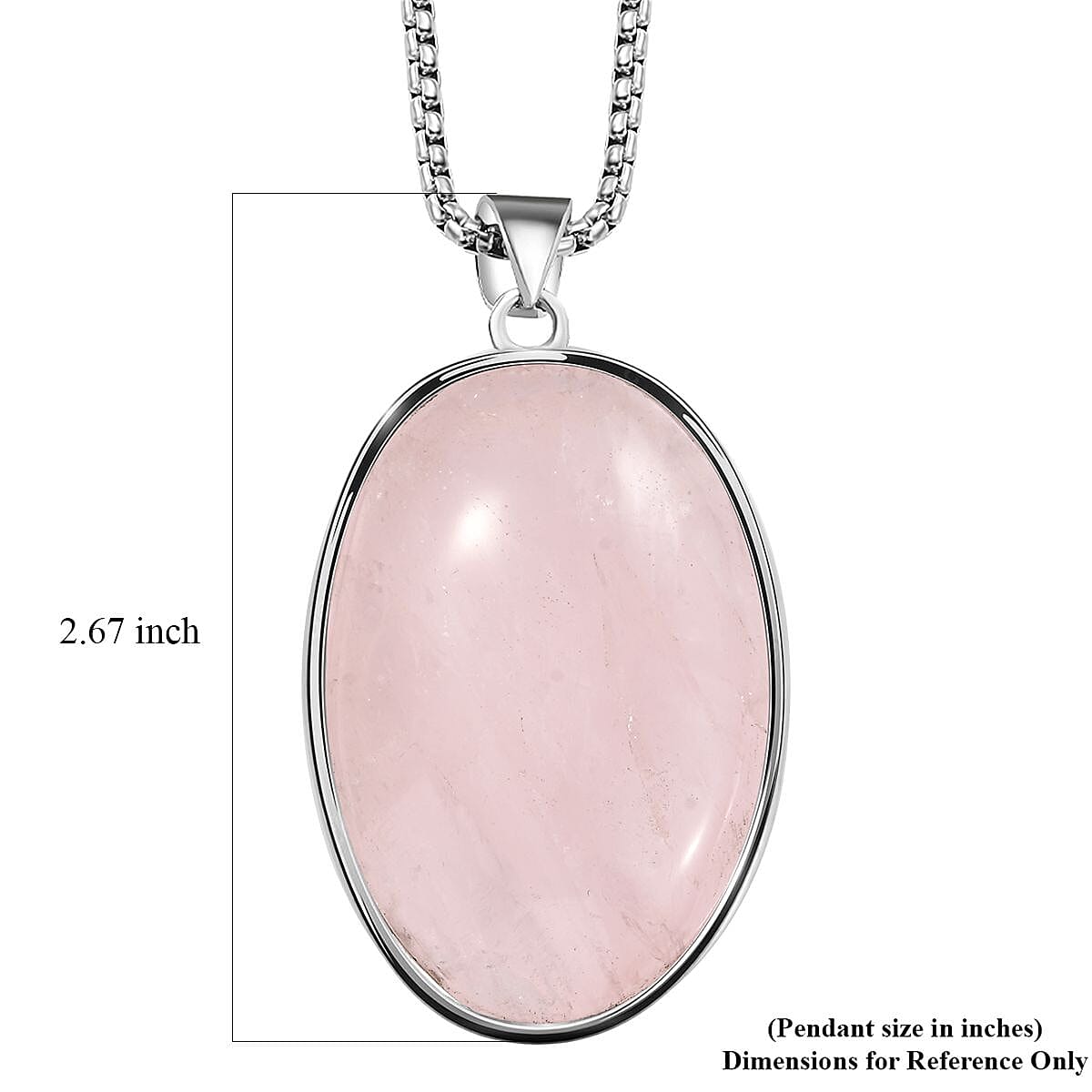 Karis Galilea Rose Quartz 350.00 ctw Solitaire Pendant in Platinum Bond with Stainless Steel Necklace 20 Inches