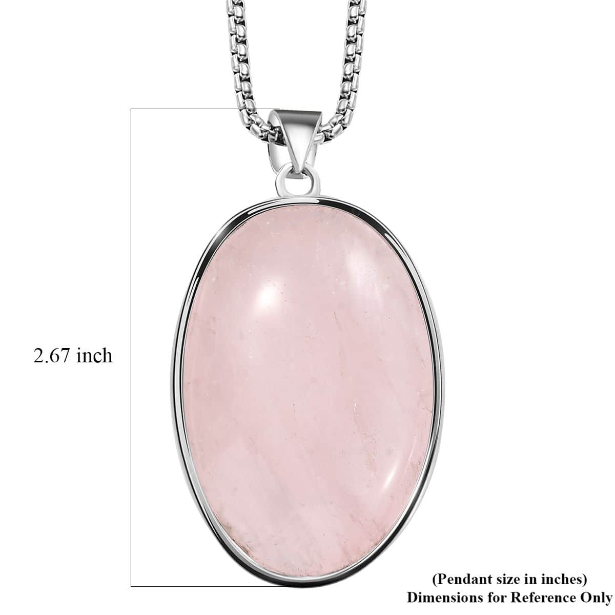 Karis Galilea Rose Quartz 350.00 ctw Solitaire Pendant in Platinum Bond with Stainless Steel Necklace 20 Inches image number 5