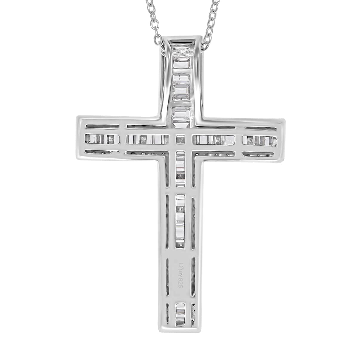 Luxuriant Lab Grown Diamond G-H SI 1.00 ctw Cross Pendant Necklace in Platinum Over Sterling Silver 18 Inches image number 4