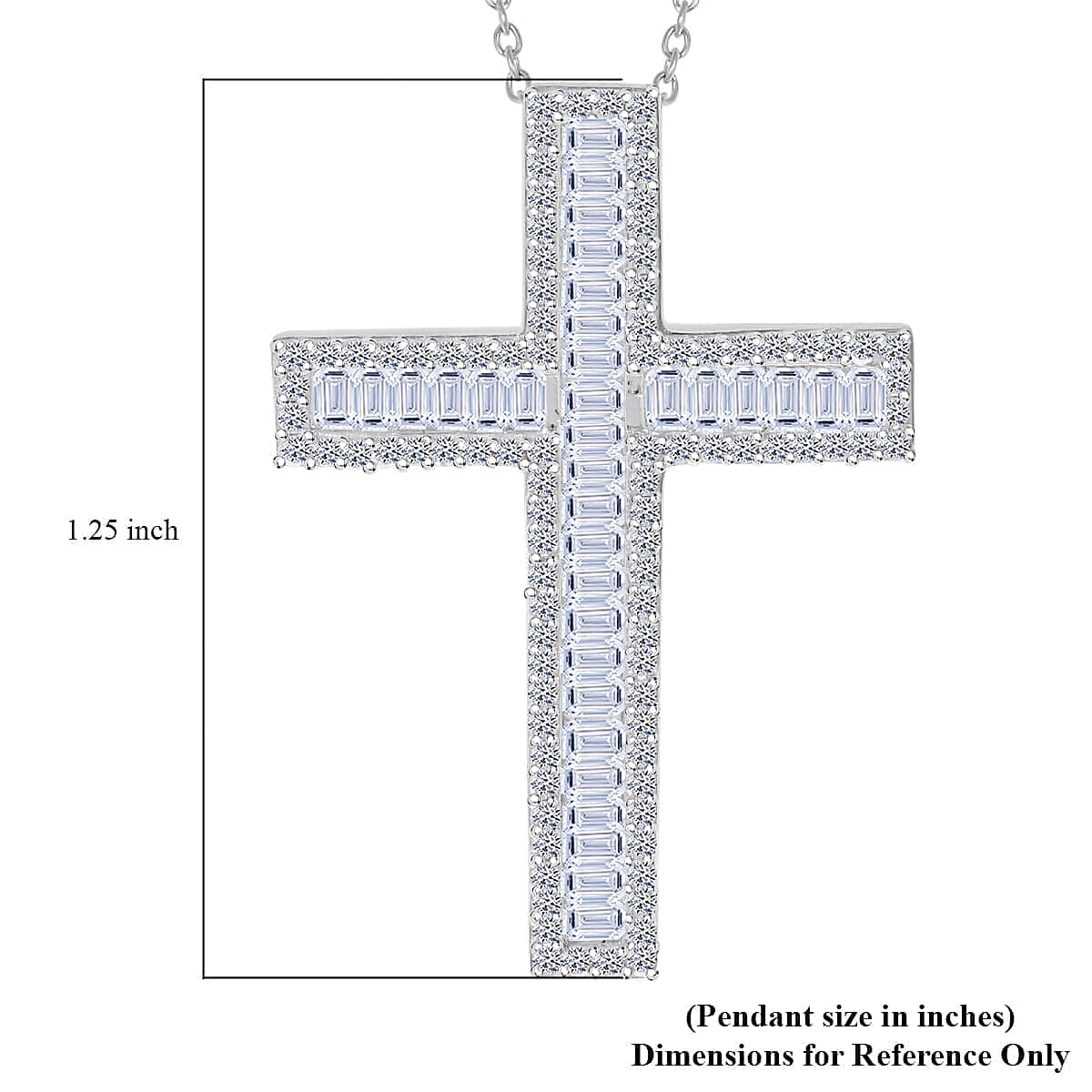 Luxuriant Lab Grown Diamond G-H SI 1.00 ctw Cross Pendant Necklace in Platinum Over Sterling Silver 18 Inches