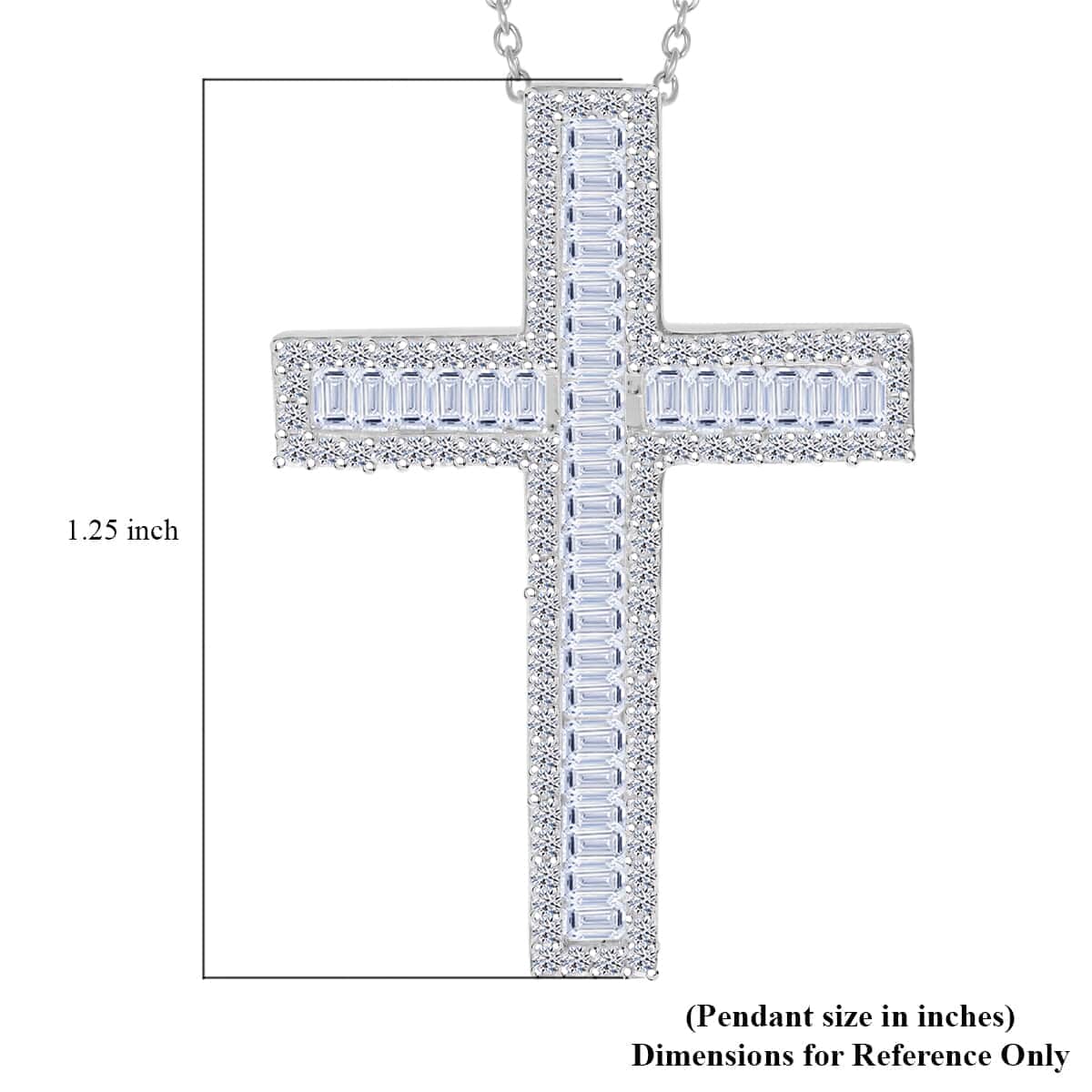 Luxuriant Lab Grown Diamond G-H SI 1.00 ctw Cross Pendant Necklace in Platinum Over Sterling Silver 18 Inches image number 5