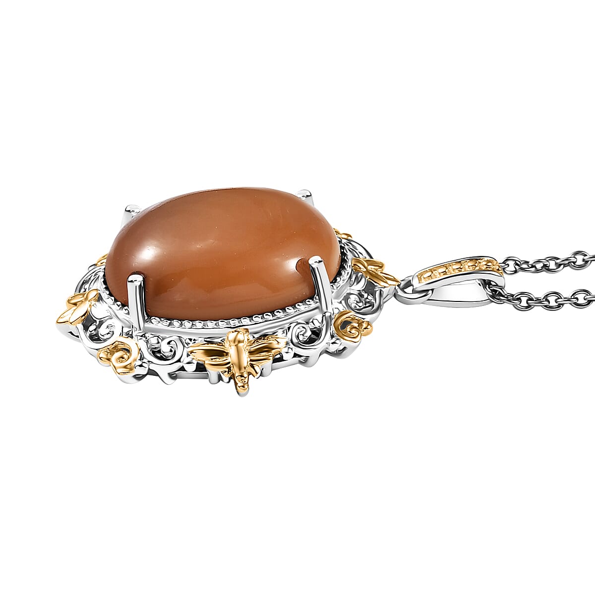 Karis Oregon Chocolate Caramel Opal 7.80 ctw Pendant in 18K YG Plated and Platinum Bond with Stainless steel Necklace 20 Inches image number 3