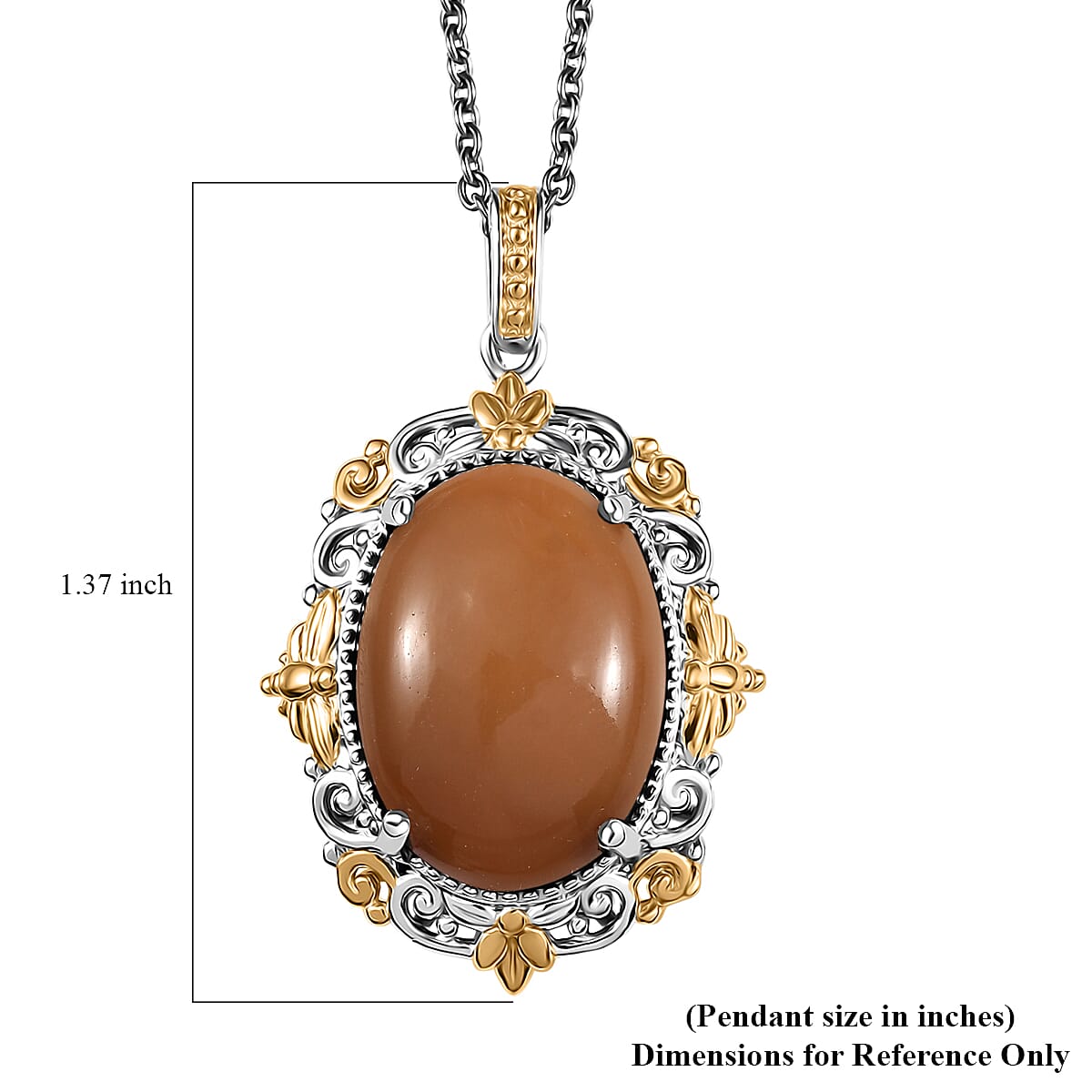 Karis Oregon Chocolate Caramel Opal 7.80 ctw Pendant in 18K YG Plated and Platinum Bond with Stainless steel Necklace 20 Inches image number 6