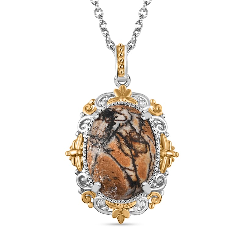 Karis Cherrycreek 11.70 ctw Pendant in 18K YG Plated and Platinum Bond with Stainless Steel Necklace 20 Inches