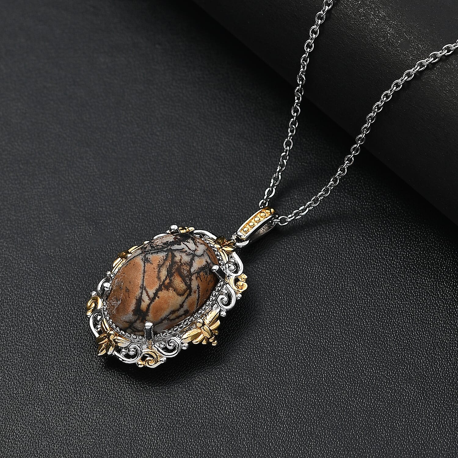 Karis Cherrycreek 11.70 ctw Pendant in 18K YG Plated and Platinum Bond with Stainless Steel Necklace 20 Inches