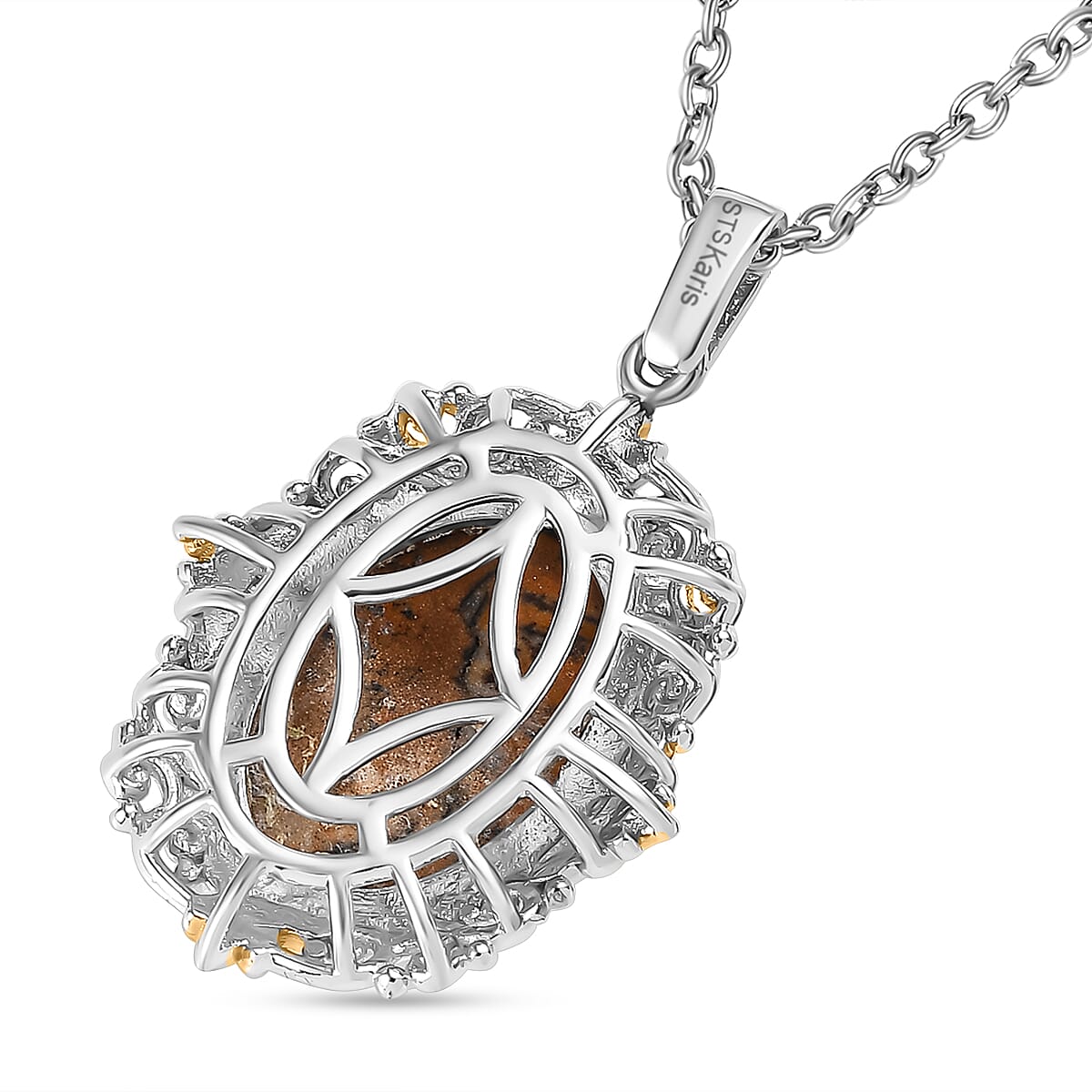 Karis Cherrycreek 11.70 ctw Pendant in 18K YG Plated and Platinum Bond with Stainless Steel Necklace 20 Inches
