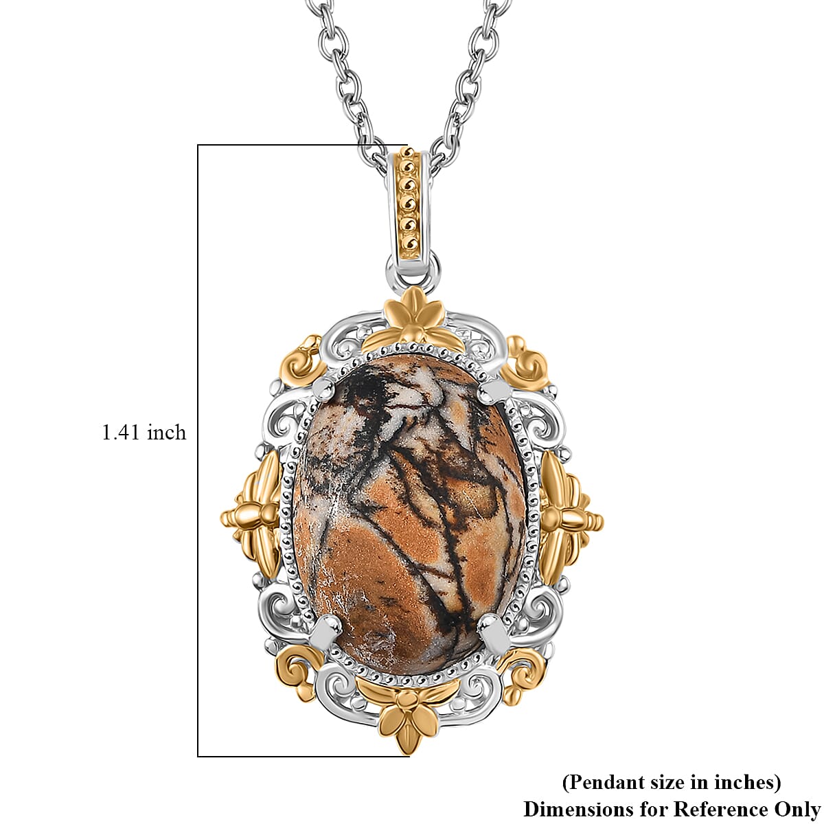 Karis Cherrycreek 11.70 ctw Pendant in 18K YG Plated and Platinum Bond with Stainless Steel Necklace 20 Inches