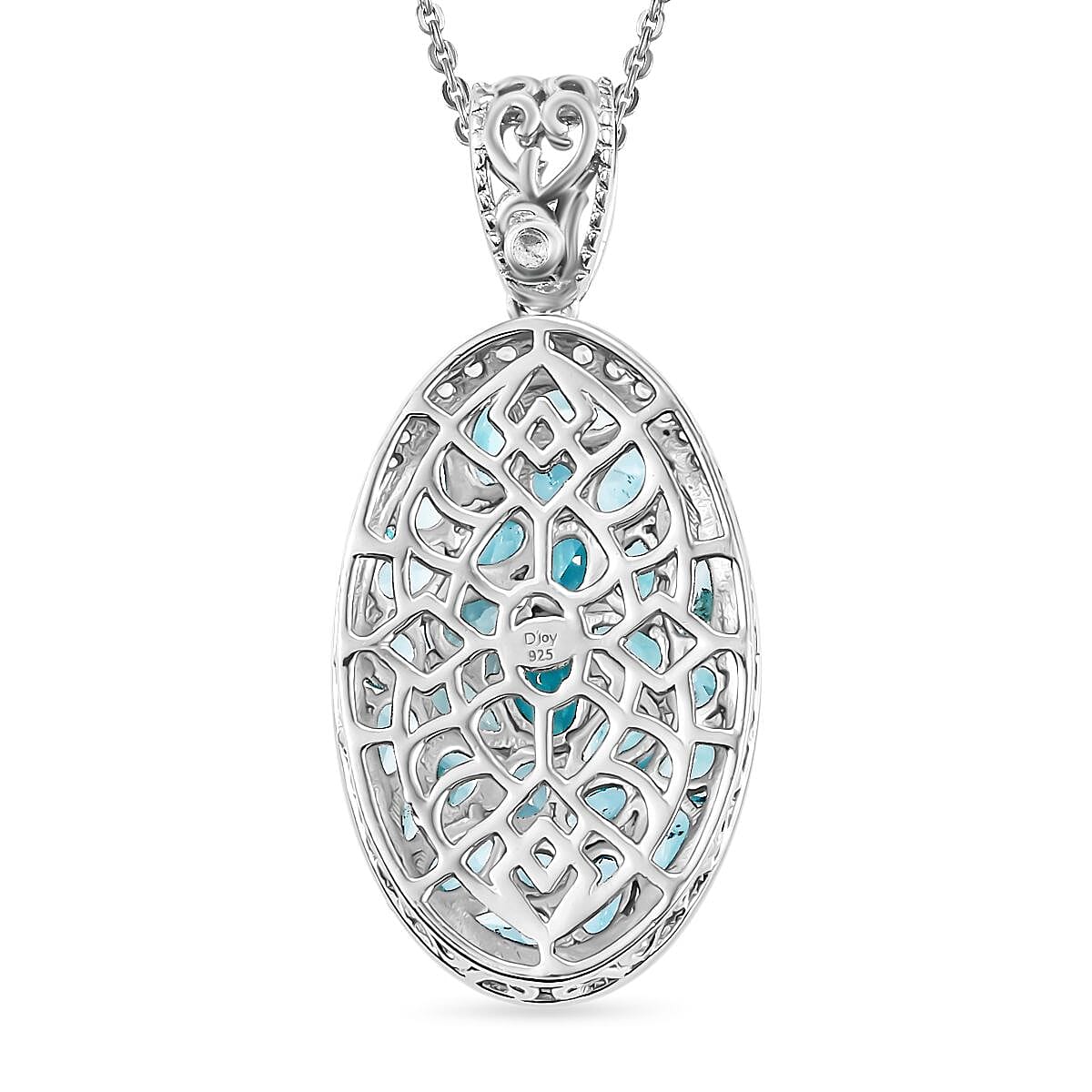 Betroka Blue Apatite and Multi Gemstone 6.70 ctw Eternal Bloom Pendant Necklace in Rhodium Over Sterling Silver 20 Inches