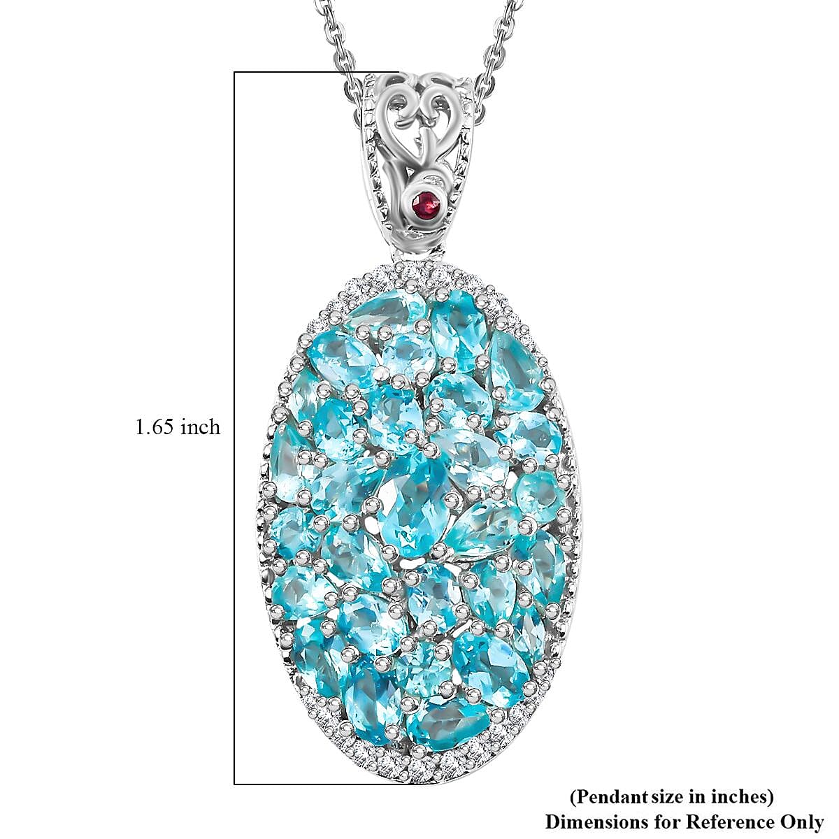 Betroka Blue Apatite and Multi Gemstone 6.70 ctw Eternal Bloom Pendant Necklace in Rhodium Over Sterling Silver 20 Inches