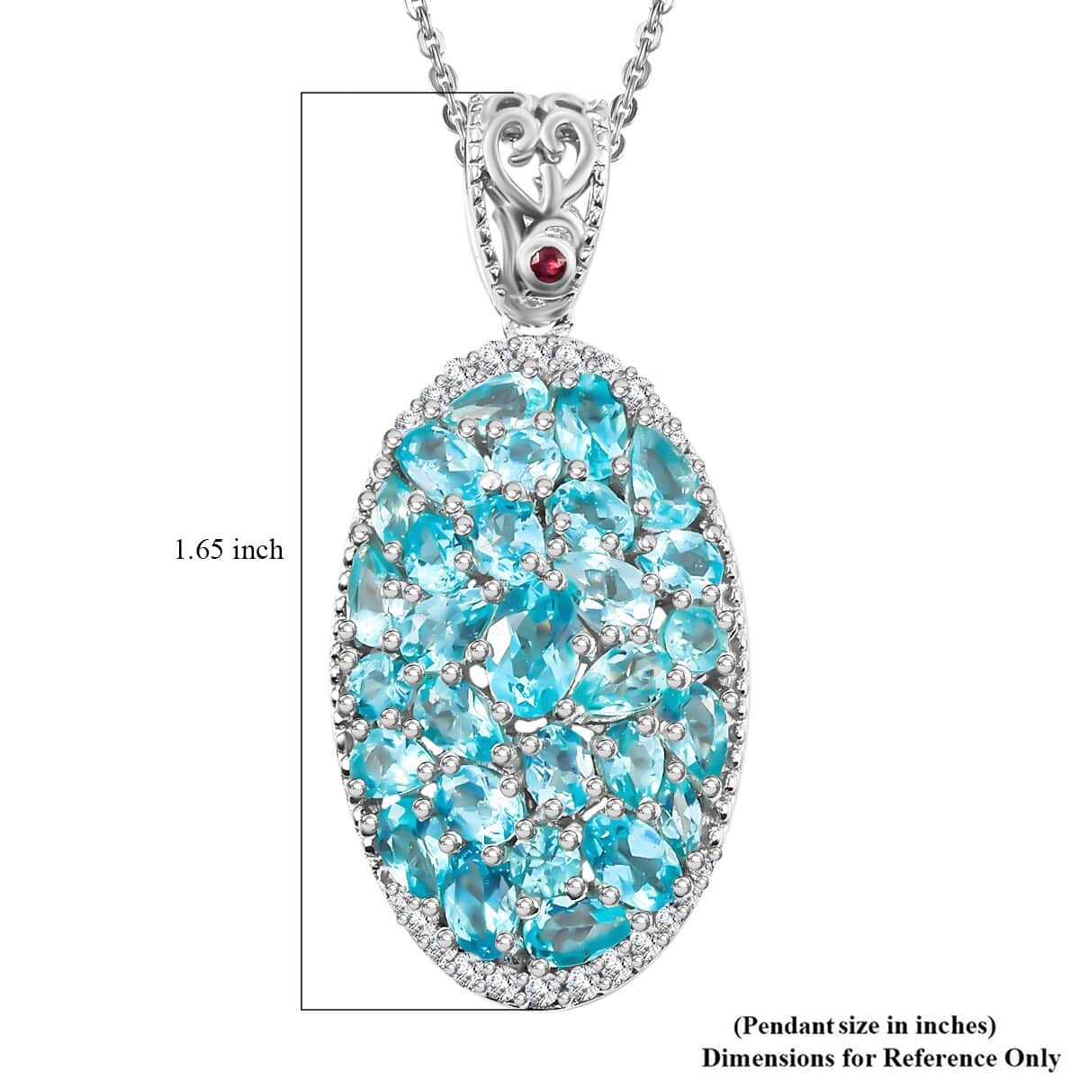 Doorbuster Betroka Blue Apatite and Multi Gemstone 6.70 ctw Eternal Bloom Pendant Necklace in Rhodium Over Sterling Silver 20 Inches image number 5