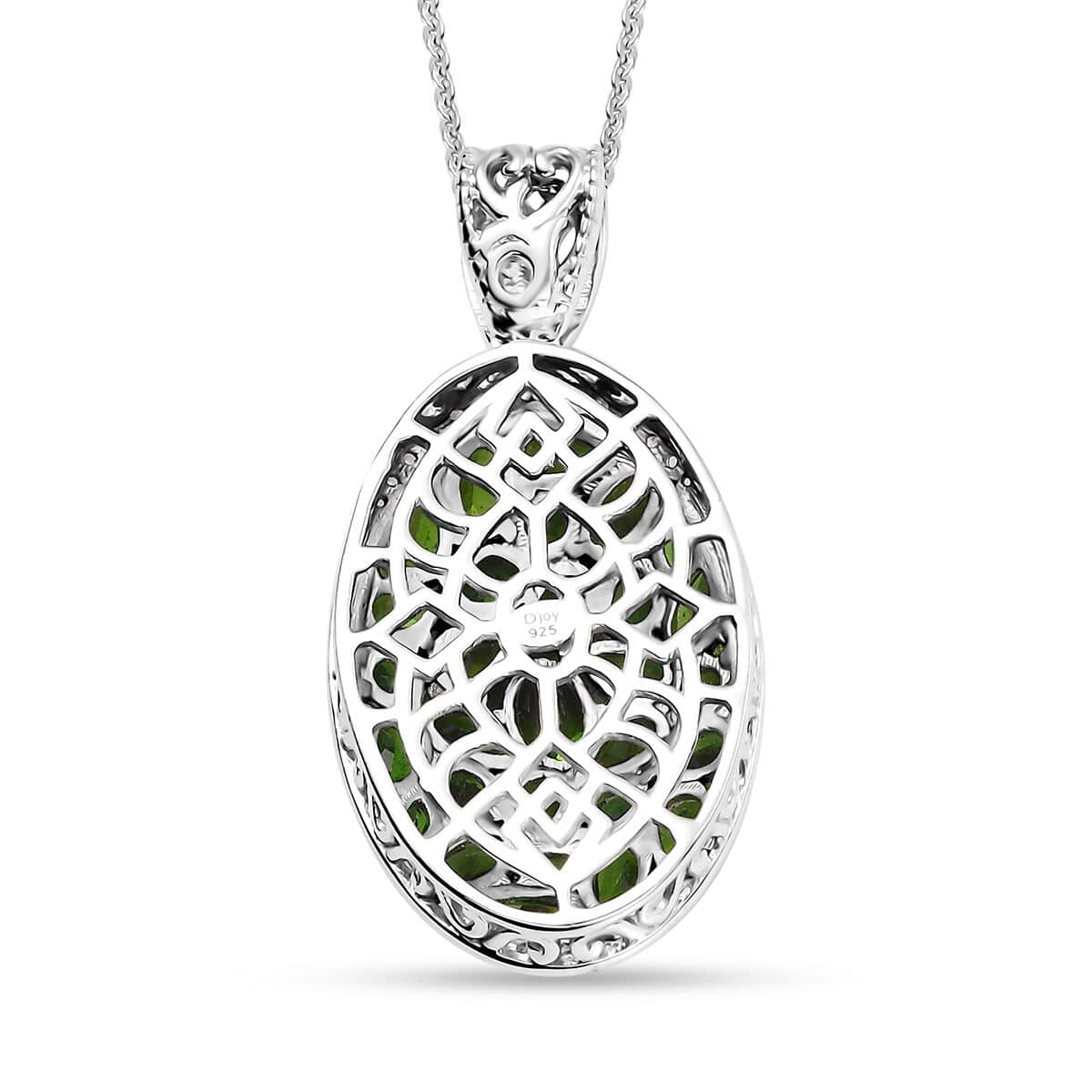 Chrome Diopside and Multi Gemstone 6.40 ctw Eternal Bloom Pendant Necklace in Rhodium Over Sterling Silver 20 Inches image number 4