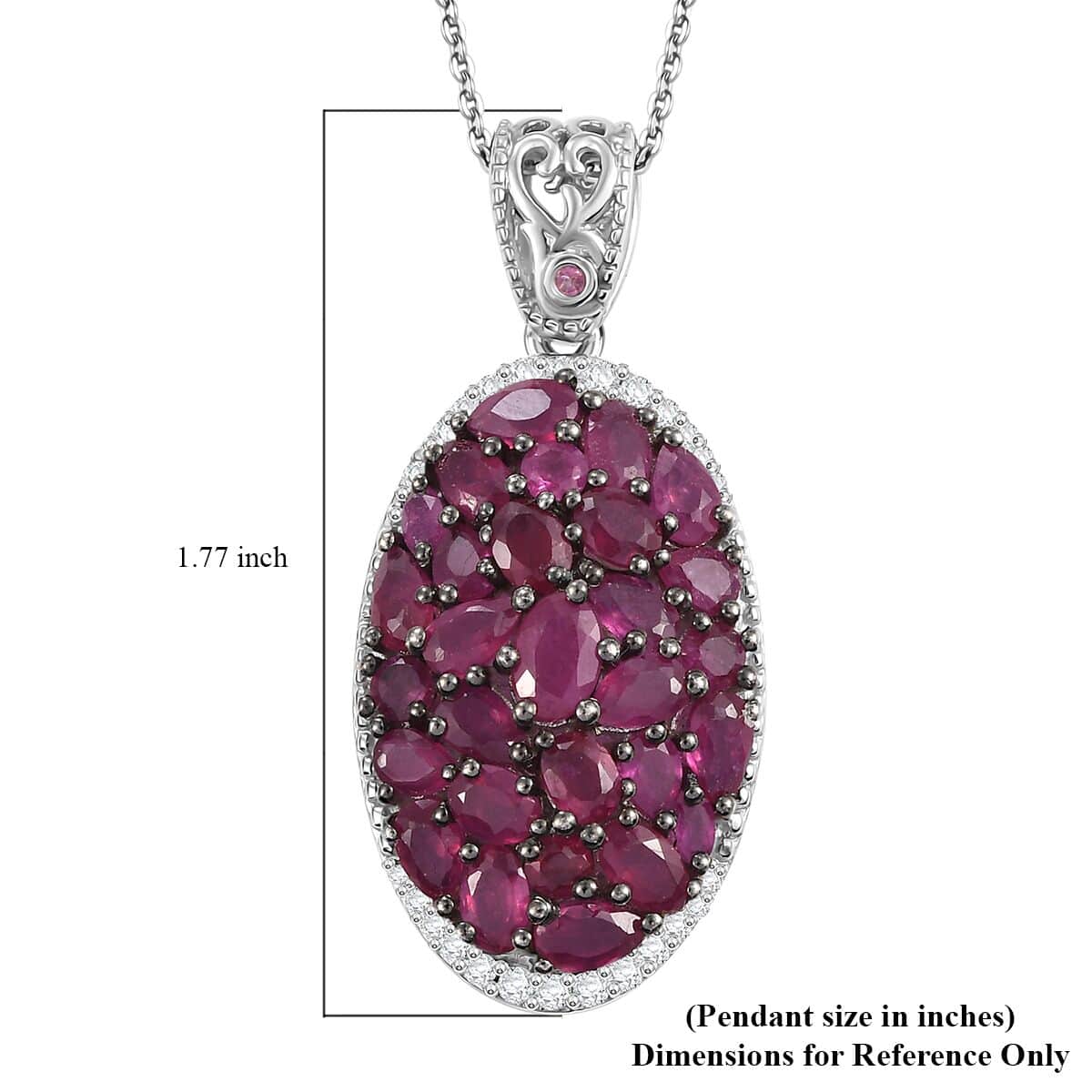 Niassa Ruby (FF) and Multi Gemstone 8.90 ctw Eternal Bloom Pendant Necklace in Rhodium Over Sterling Silver 20 Inches image number 6