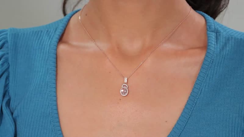 Premium Pink Morganite and Multi Gemstone 1.50 ctw Rosy Halo Pendant Necklace in 18K Vermeil Rose Gold Over Sterling Silver 20 Inches