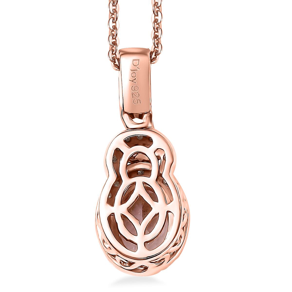 Premium Pink Morganite and Multi Gemstone 1.50 ctw Rosy Halo Pendant Necklace in 18K Vermeil Rose Gold Over Sterling Silver 20 Inches