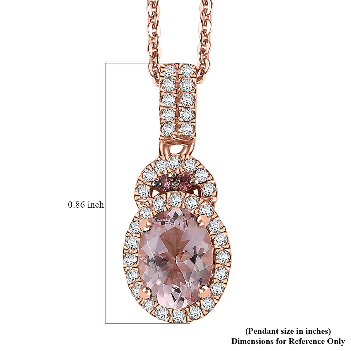 Premium Pink Morganite and Multi Gemstone 1.50 ctw Rosy Halo Pendant Necklace in 18K Vermeil Rose Gold Over Sterling Silver 20 Inches