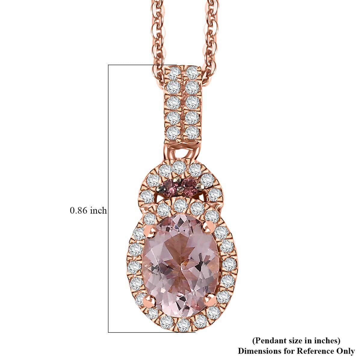 Doorbuster Premium Pink Morganite and Multi Gemstone 1.50 ctw Rosy Halo Pendant Necklace in 18K Vermeil Rose Gold Over Sterling Silver 20 Inches image number 6