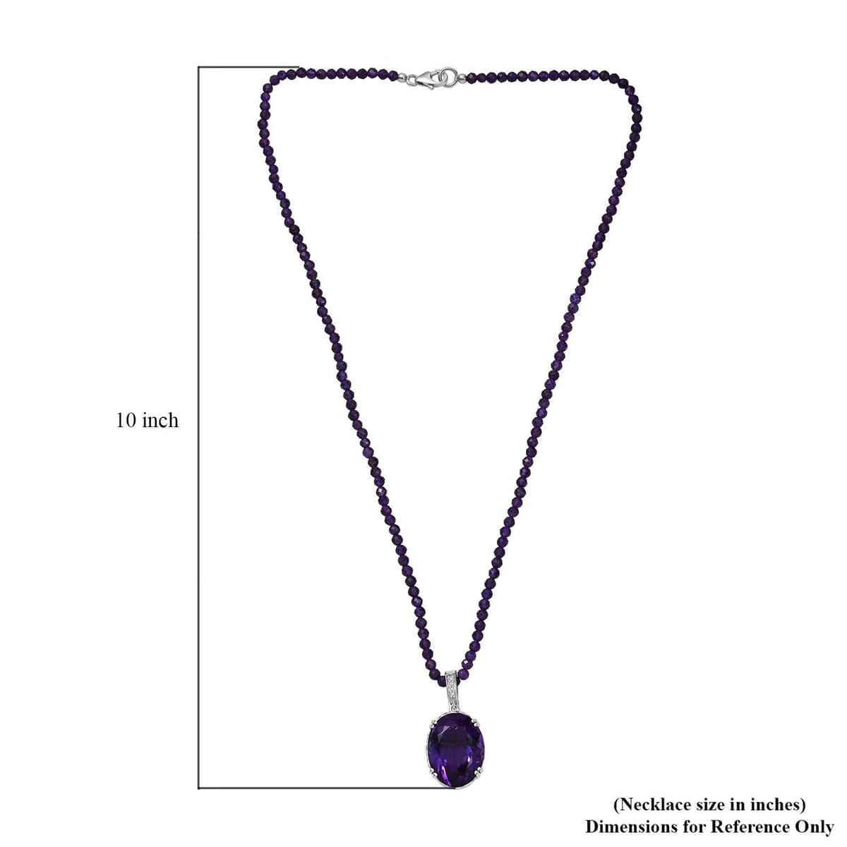 Doorbuster African Amethyst and White Zircon 74.85 ctw Majesty Pendant with Beaded Necklace in Rhodium Over Sterling Silver 20 Inches image number 5