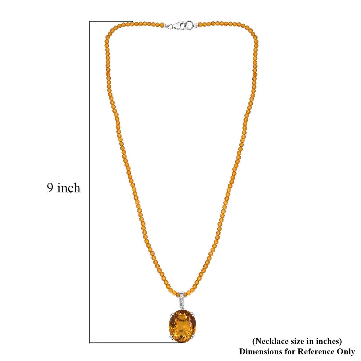 Brazilian Citrine and White Zircon 79.85 ctw Majesty Pendant with Beaded Necklace in Rhodium Over Sterling Silver 20 Inches image number 5