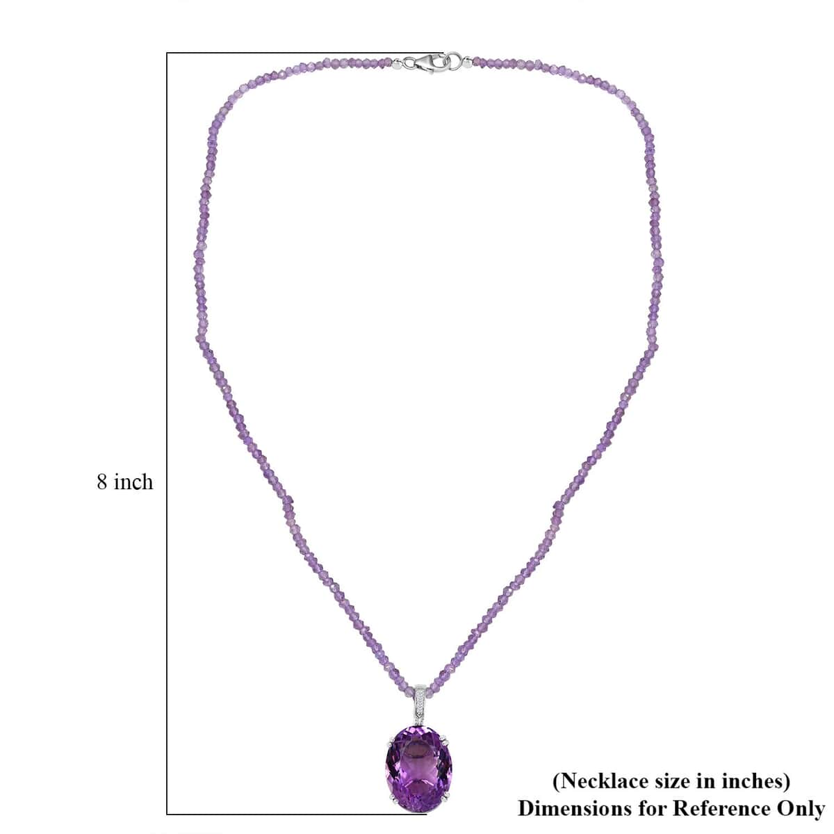 Rose De France Amethyst and White Zircon 112.90 ctw Majesty Pendant with Beaded Necklace in Rhodium Over Sterling Silver 20 Inches image number 6