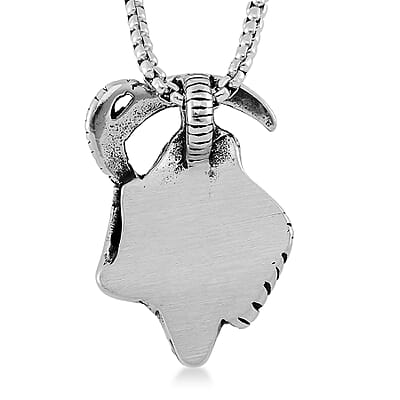 Grim Reaper Pendant Necklace in Black Oxidized and Stainless Steel 24 Inches