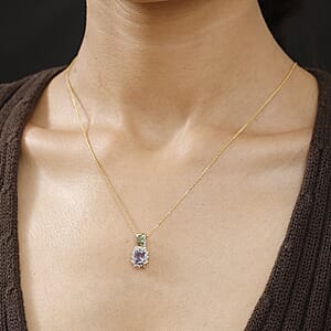 Tanzanite and Multi Gemstone 1.50 ctw Regal Bloom Pendant Necklace in 18K Vermeil Yellow Gold Over Sterling Silver 20 Inches