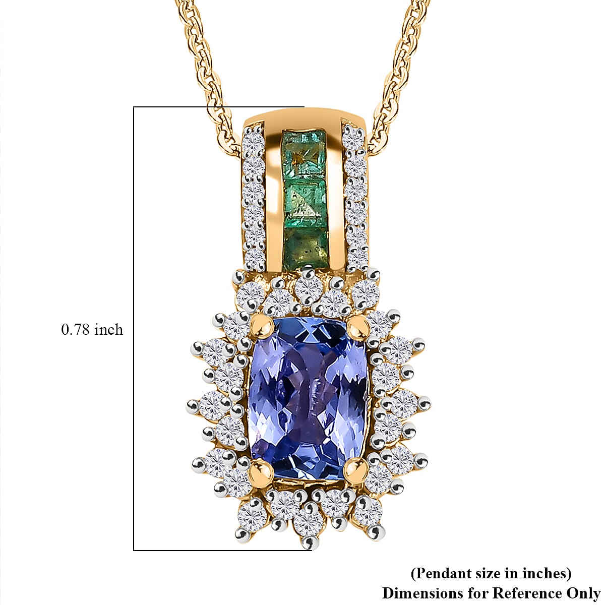 Tanzanite and Multi Gemstone 1.50 ctw Regal Bloom Pendant Necklace in 18K Vermeil Yellow Gold Over Sterling Silver 20 Inches