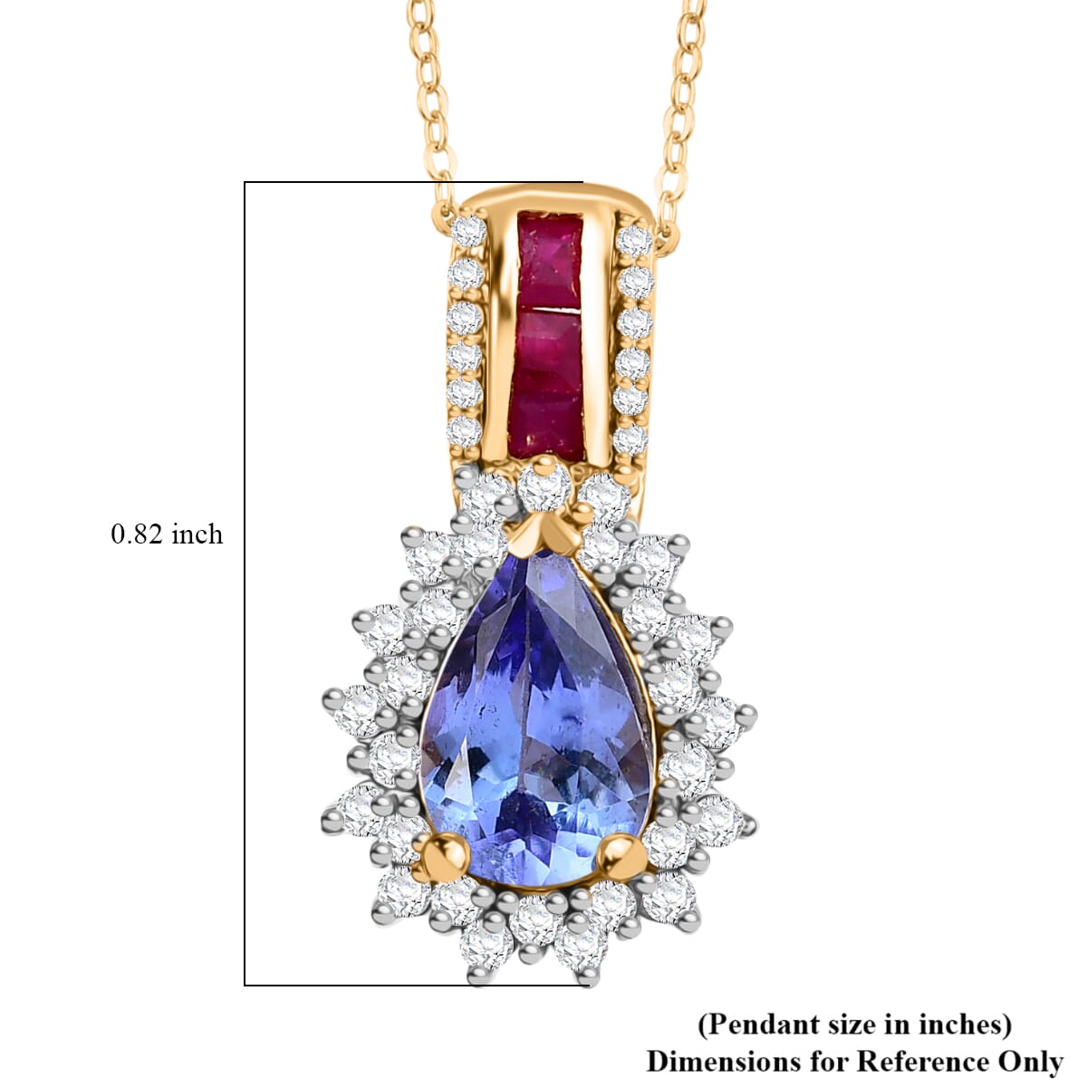 Tanzanite and Multi Gemstone 1.85 ctw Regal Bloom Pendant Necklace in 18K Vermeil Yellow Gold Over Sterling Silver 20 Inches image number 5