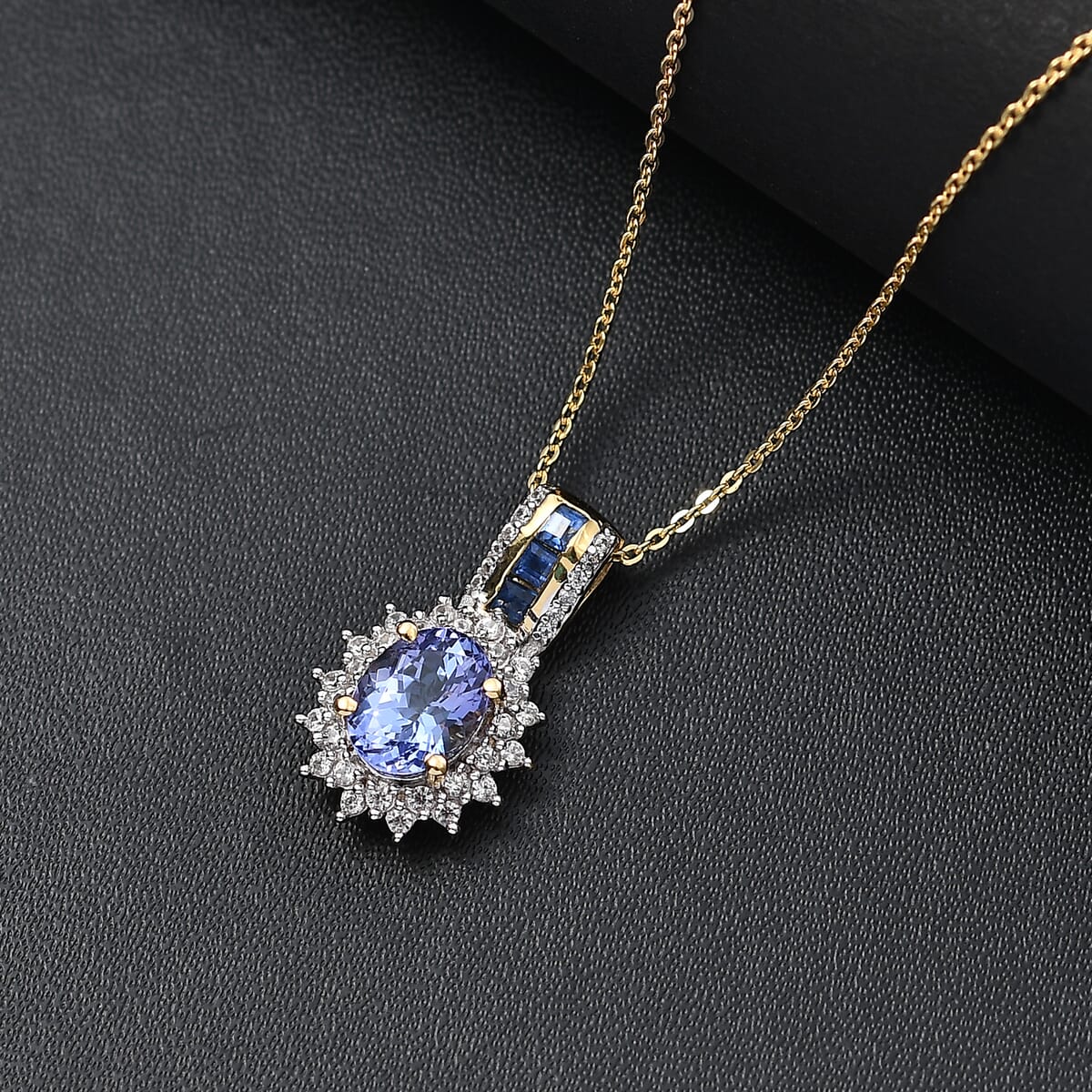 Tanzanite and Multi Gemstone 2.00 ctw Regal Bloom Pendant Necklace in 18K Vermeil Yellow Gold Over Sterling Silver 20 Inches image number 1
