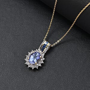 Tanzanite and Multi Gemstone 2.00 ctw Regal Bloom Pendant Necklace in 18K Vermeil Yellow Gold Over Sterling Silver 20 Inches