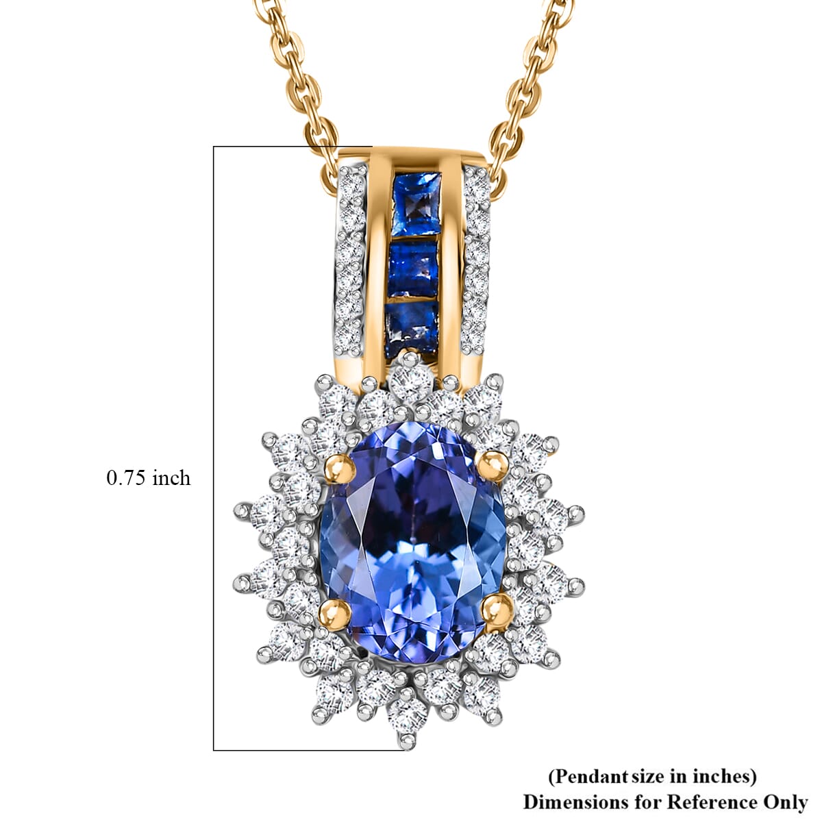Tanzanite and Multi Gemstone 2.00 ctw Regal Bloom Pendant Necklace in 18K Vermeil Yellow Gold Over Sterling Silver 20 Inches image number 5