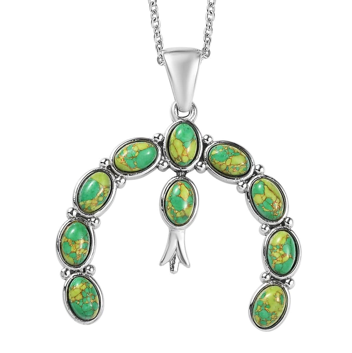 Mojave Green Turquoise 5.00 ctw Pendant Necklace in Stainless Steel 20 Inches image number 0