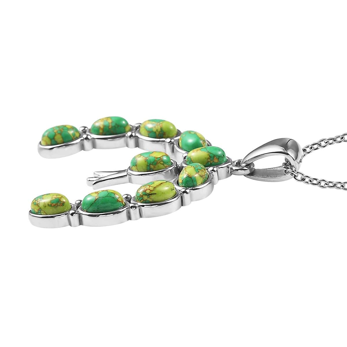 Mojave Green Turquoise 5.00 ctw Pendant Necklace in Stainless Steel 20 Inches image number 3