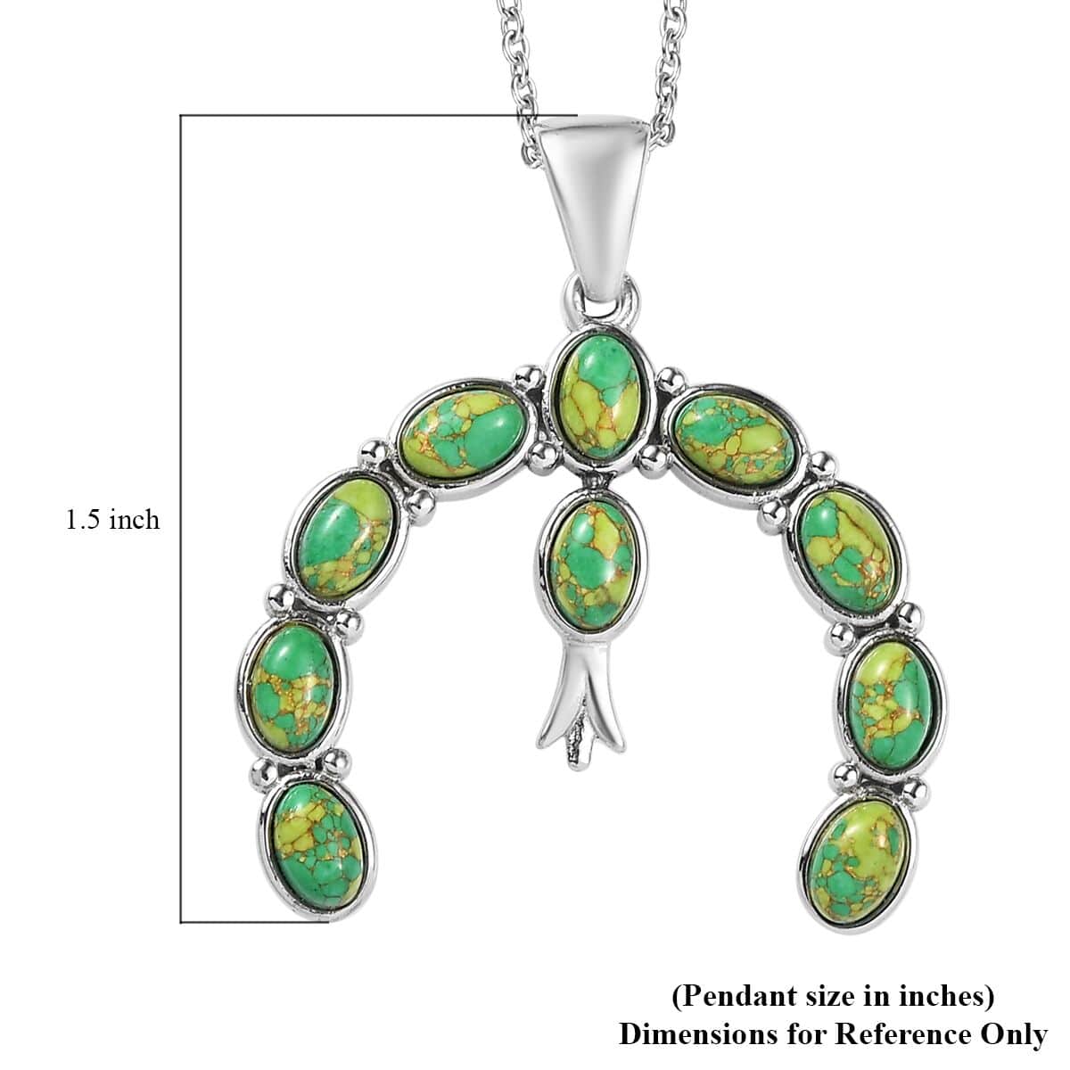 Mojave Green Turquoise 5.00 ctw Pendant Necklace in Stainless Steel 20 Inches image number 5