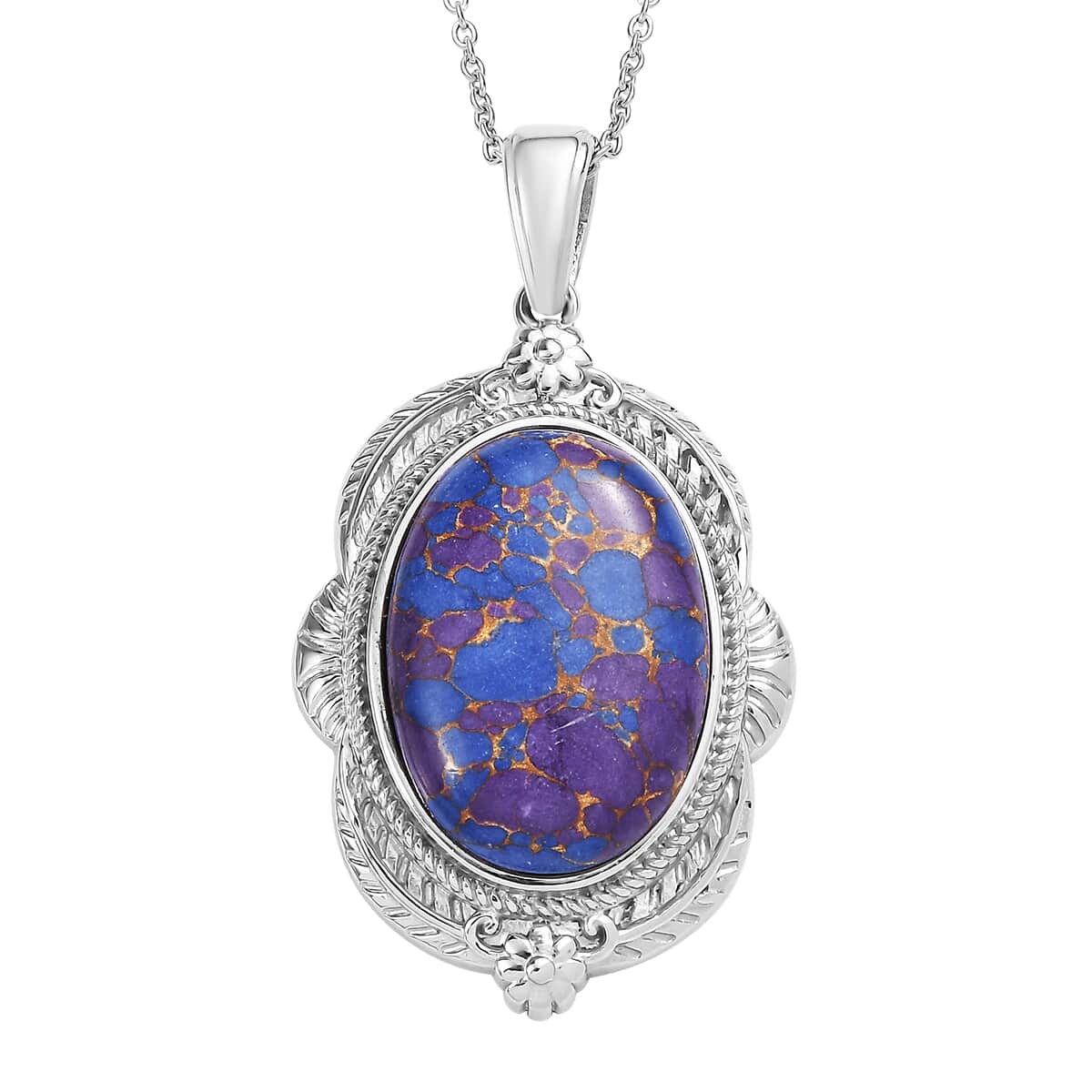 Mojave Purple Turquoise 20.80 ctw Pendant Necklace in Stainless Steel 20 Inches image number 0