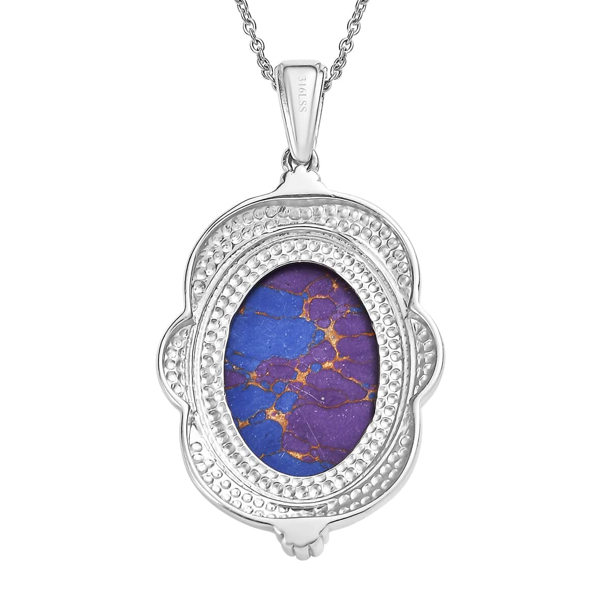 Mojave Purple Turquoise 20.80 ctw Pendant Necklace in Stainless Steel 20 Inches image number 4